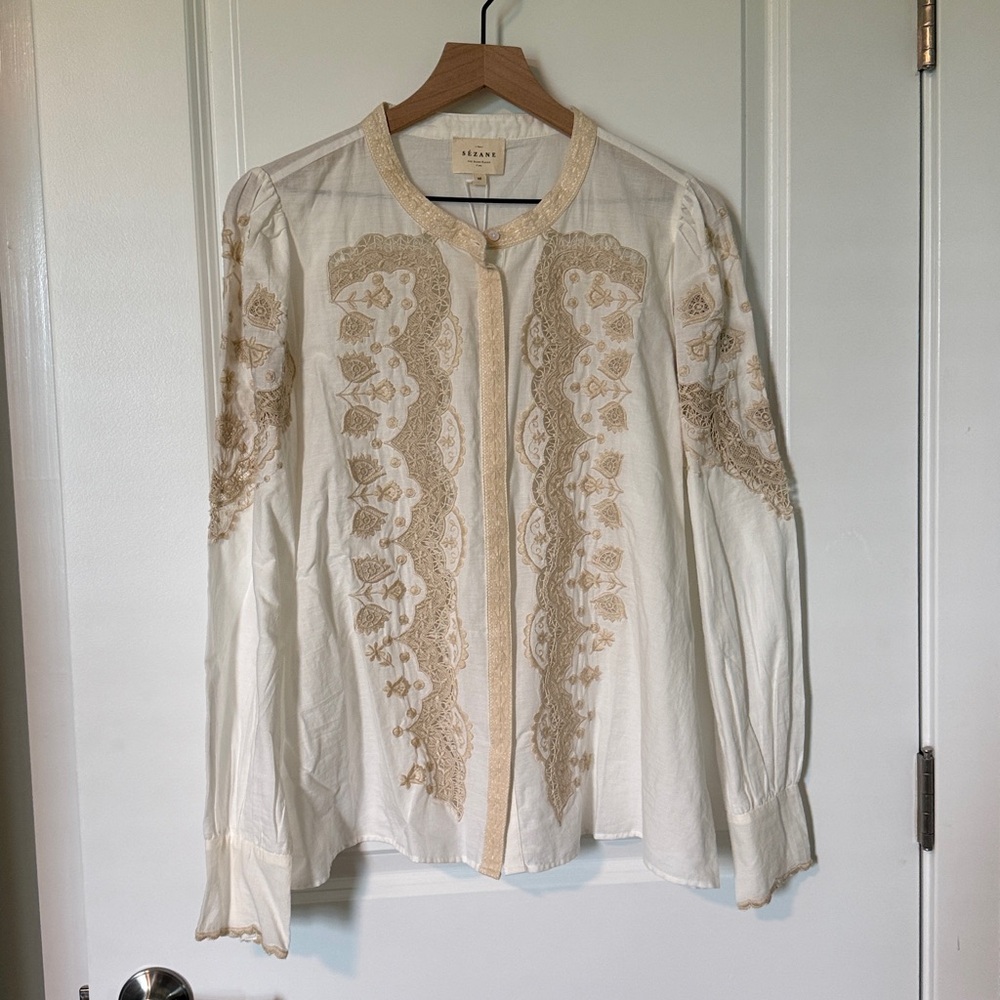 Sezane Honey Shirt Ecru/ Cream - Size 14